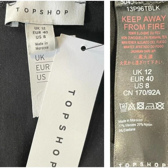 TOPSHOP Black Bengaline Bardot Off the Shoulder Blouse Top NEW US 8 - Picture 4 of 5